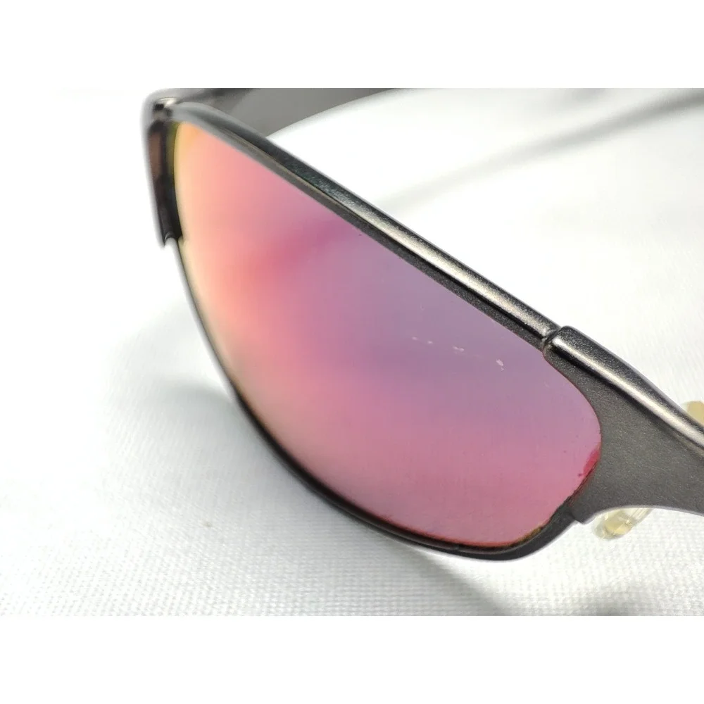 Oakley Wiretap 1.0 Sunglasses Gunmetal Red Iridium Mirror Wrap Vintage 2000s